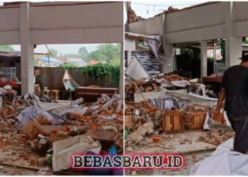 Belum Seumur Jagung Pasar Tanjung Tabalong Roboh di Terpa Angin Deras, Dugaan Proyek Asal-asalan pun Merebak!