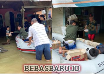 Hujan Deras Dua Hari Berturut-turut Desa Tanta Calap, Kades Bagi Sembako Naik Perahu!