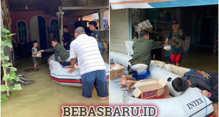 Hujan Deras Dua Hari Berturut-turut Desa Tanta Calap, Kades Bagi Sembako Naik Perahu!