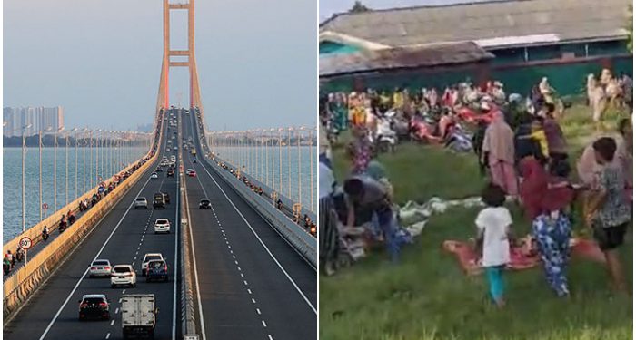 Ngeri!! Jembatan Suramadu Sampai Bergoyang-goyang Saat Gempa Bumi Landa Laut Jawa di Tuban