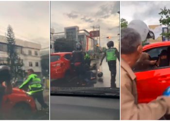 Diduga Bawa Mobil Bak Orang mabuk, Brio Merah di Amuk Massa di Pal 6 Banjarmasin
