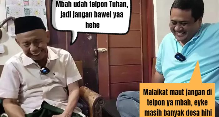 Kocak, Gara-gara Mbah Benu Nelpon Tuhan Terkait Lebaran, Netter Minta Warga Hati-hati, Ntar Malaikat di Telpon, Ambyar Dah