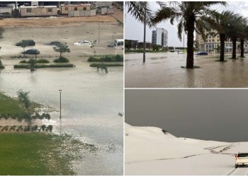Timteng Banjir Besar, Badai Petir Serta Hujan Es Melanda Negeri Arab Ini
