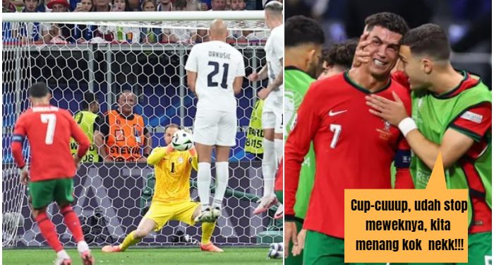 Cristiano Ronaldo Mewek Dulu, Baru Tertawa Usai Menang Adu Penalti 3-0 Lawan Slovenia