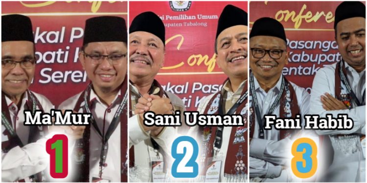Pilkada Tabalong: Paslon Ma’mur Nomor 1, Sani-Usman Nomor 2 dan Fani-Habib Taufan Nomor 3