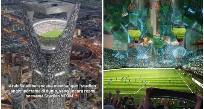 Anjay….! Arab Saudi Bangun Stadion Sepakbola di Awan Berkapasitas 46 Ribu Penonton Tingginya 350 Meter