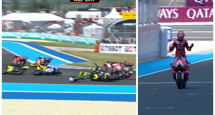 Marquez Is Back, Diawali Crash Dou Aprilia, Asapi Acosta Lalu Leading Hingga Finish