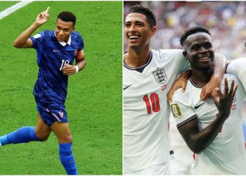 Saka Hattrick, Mbappe Cetak Dual Gol, Tapi Prancis Keok 4-6 dari Inggris