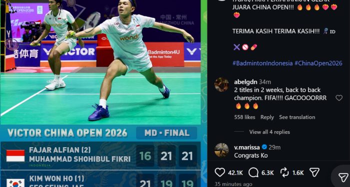 Hebat! Baru Minggu Lalu Juara Japan Open, Kini Fajar/Fikri Juara China Open 2026
